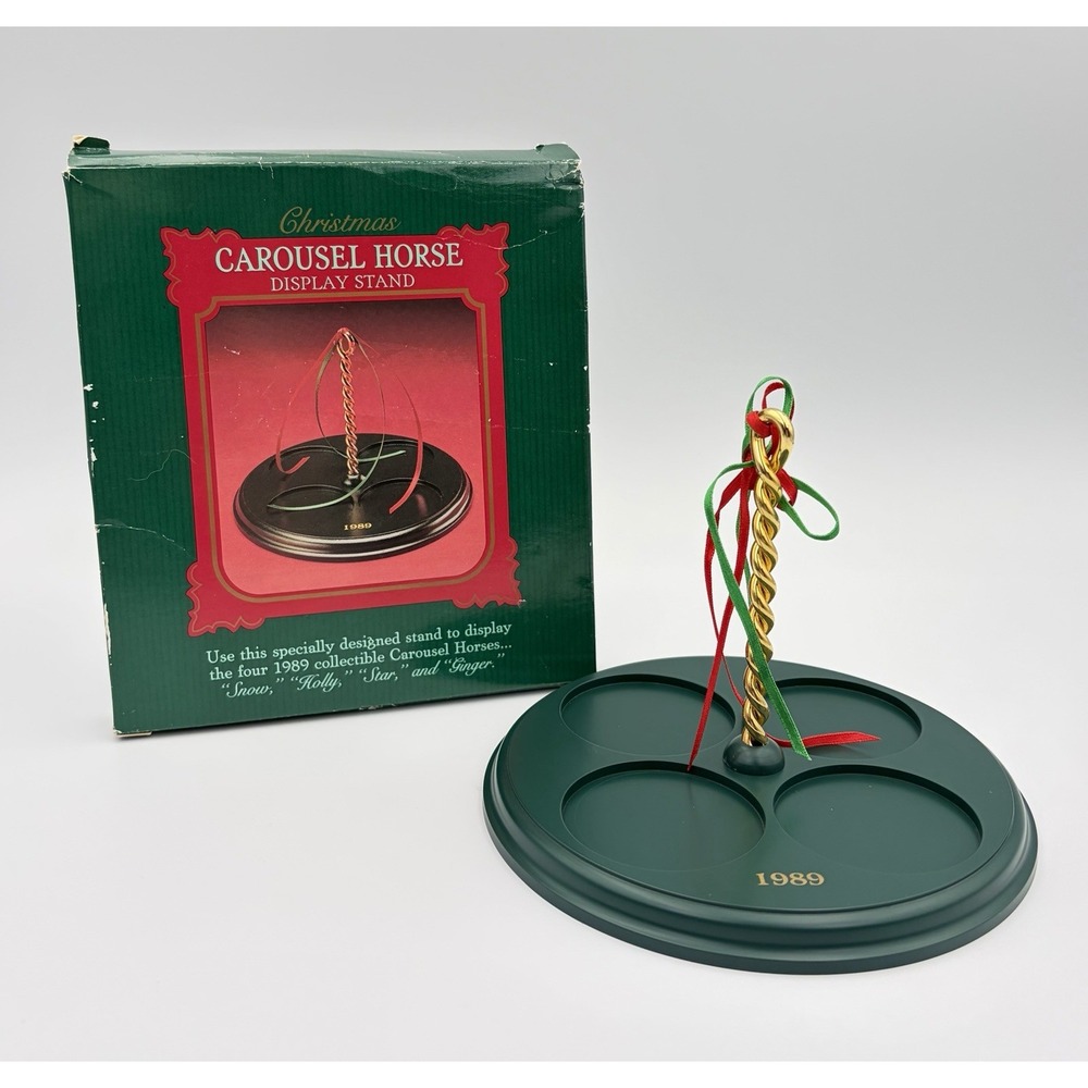 1989 Hallmark Keepsake Ornament Christmas Carousel Horse Display Stand Vintage 2